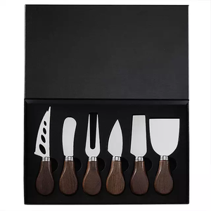Juego de herramientas de cuchillo de queso único de Navidad de 6 uds., mango de bambú de madera, juego de cuchillos de queso de acero inoxidable para queso - Product Image 3