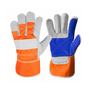 Guantes de trabajo de cuero dividido de vaca, antideslizantes, transpirables, cómodos, forro de seguridad, uso gratuito, anticorte, anticalor, antivibración - Product Image 6