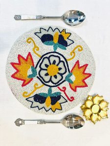 Napperon de table perlé fait main multicolore Look royal Hotel Restaurant Tapis décoratifs et tampons pour cadeaux - Product Image 3