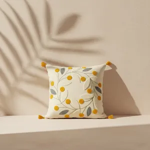 Daisy Bohemian Punch Embroidered Square Sofa <b>Cushion</b> <b>Cover</b> Elegant 3D Plant Pattern for Home Hospital Use Without Inner Filling - Product Image 2