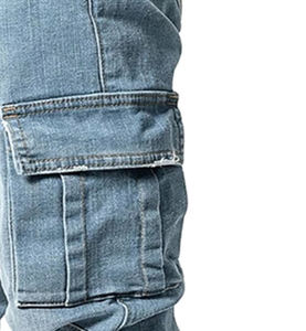 Pantalones vaqueros para hombre hechos a medida OEM al por mayor, transpirables y cómodos con bolsillos delanteros con logotipo personalizado - Product Image 4