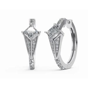 Boucles d'oreilles exclusives en or 14 carats avec brillance nébuleuse galactique, diamants taille princesse et taille ronde, bijoux de laboratoire cultivés, vente en gros - Product Image 5