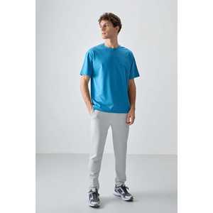 Camiseta Básica para Hombre en Azul Petrol, 100% Algodón, Gruesa, Suave, Texturizada, Corte Holgado, Tejido Jersey-88377 - Product Image 4