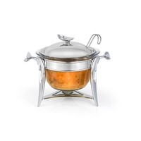 Nouveau chauffe-plats de service argent or, serveur de buffet en acier inoxydable, chauffe-plats avec plateau à couvercle parfait pour la restauration