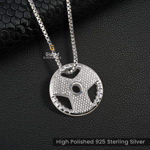 Colgantes de joyería fina en forma de rueda de encanto completamente helados con diamantes cultivados en laboratorio de corte brillante redondo en plata de ley 925 - Product Image 2