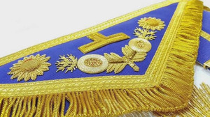 Delantal Masónico de Alta Calidad, Hecho a Mano, Bordado con Hilo de Bullion, Estilo Vintage, de Piel de Cordero y Terciopelo - Product Image 5