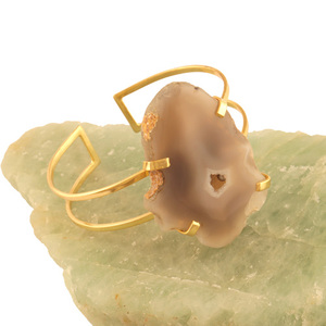 กำไลข้อมือธรรมชาติชุบทอง24K แบบปรับได้,กำไลข้อมือสองชั้นแบบไม่สม่ำเสมอปรับได้ - Product Image 3