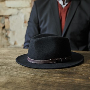 Sombreros Fedora de Color negro de Material de lana de alta calidad 100% de calidad superior para sombreros Fedora de diseño de logotipo personalizado Unisex - Product Image 4