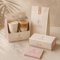 Ensemble d'emballages personnalisés AT PACK pour café, avec porte-gobelets, boîte, sac en papier et serviettes, pour les marques de cafés du Moyen-Orient