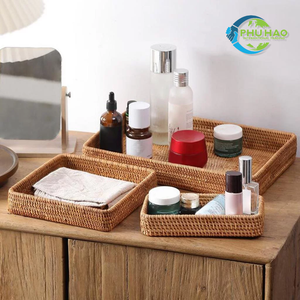 Panier de rangement élégant en bambou tissé à la main plateau en rotin panier de rangement de fruits parfait pour les fêtes et les rassemblements décor à la maison - Product Image 4