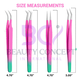 4 Pcs Premium Quality Pink Straight Curved L-Shape Eyelash Extension Tweezers Stainless Steel Material for Eyelash Grafting - Product Image 3