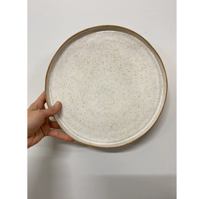 Logo de fleur blanche personnalisé impression assiette et vente de plat de pizza de service vintage rond en métal et acier - Product Image 1