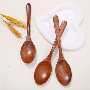 ช้อนไม้ช้อนซุปช้อนสำหรับรับประทานอาหารผสมช้อนด้ามยาวพร้อมอุปกรณ์ครัวสไตล์ญี่ปุ่นทำด้วยมือ - Product Image 4