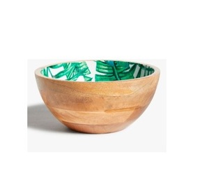 Bol de service à salade en bois naturel personnalisable couleurs unies forme ronde de conception fantaisie polie époxy léger de qualité alimentaire - Product Image 1