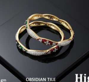 Diseñador de estilo elegante alto oro pulido piedra completa fiesta desgaste 2 brazaletes conjunto joyería elegante para mujeres bodas fiestas regalos - Product Image 4