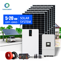 Kit solaire autonome Tianon 20 kW 48 V monophasé avec panneaux monocristallins, système de stockage d'énergie MPPT autonome pour la maison