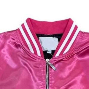 Blouson bomber en toile 200 GSM rose avec col montant et poignets, manches longues, design décontracté, printemps pour homme - Product Image 2