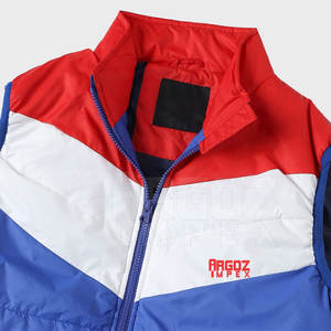 Nouvelle arrivée d'usine veste d'hiver sans manches pour hommes logo personnalisé imprimé col montant Position avant - Product Image 6