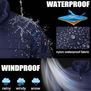 Chaqueta acolchada ligera para hombre con logotipo personalizado, abrigo aislante resistente al agua con cuello levantado y cremallera completa, embalaje fácil - Product Image 4