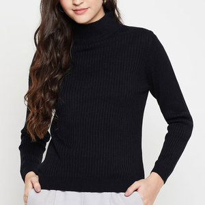 Tops de Invierno de Manga Larga con Cuello Alto Simulado, Corte Regular, para Mujer, Color y Logotipo Personalizados, Alta Calidad - Product Image 1