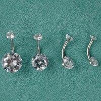 Körper Nabel Piercing Schmuck Großhandel Langhantel-Stift doppelfester Ende klar Cz rund Bauch Piercing Bauchtommel-Ring