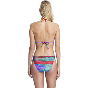 Women's Colorful Printed Bikini Set Halter Neckline Two Piece Swimwear <b>Stretch</b> Fabric Hipster Bottoms - Product Image 4