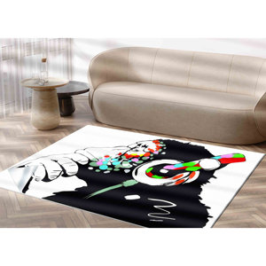 Tapis Banksy Monkey : Art abstrait, lavable en machine, tapis imprimé, tapis en chenille - Product Image 1
