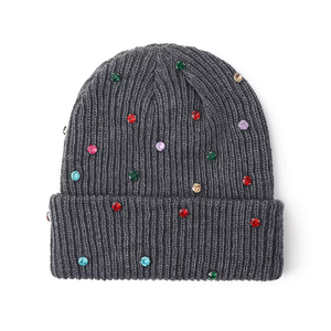 Gorro de Punto con Pedrería de Lujo para Mujer, Gorro de Invierno de Piel Sintética de Conejo, Gorro Brillante de Moda para Mujer - Product Image 4