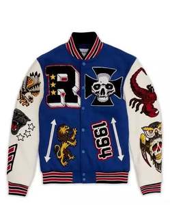 Personalizado de lujo negro Varsity Chaquetas Chaqueta de los hombres de manga de cuero Letterman Varsity chaqueta para los hombres - Product Image 6