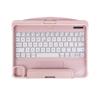 Keyboard Warna Pink Macaron dengan Casing Backlight dan Touchpad Putar untuk iPad Pro 12.9 inci