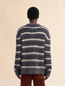 2026 Venta caliente invierno gota hombro rayado algodón Anti-Shrink Front Logo hombres cuello redondo manga larga Casual desgaste suéter - Product Image 3