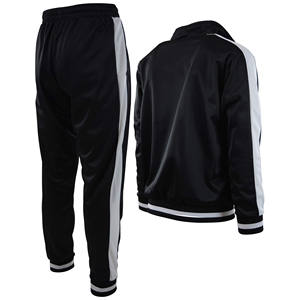Custom Plus Size Men's Sports <b>Jogger</b> Sets <b>Oversize</b> Heavyweight French Terry Striped Hoodie and Sweatpants 2 Piece Set - Product Image 6