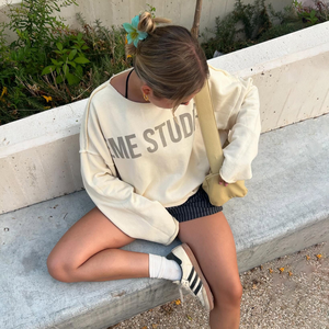 Sweatshirts d'hiver pour femmes, coupe ample, à manches longues, style chauve-souris, tissés, décontractés, anti-boulochage, avec logo personnalisé - Product Image 6