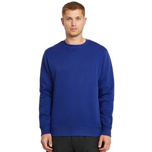 Sweat-shirt à col rond en molleton personnalisé de qualité supérieure pour homme, 100 % coton, bleu, coupe classique, taille unisexe, poignets et ourlet côtelés, uni, OEM - Product Image 1