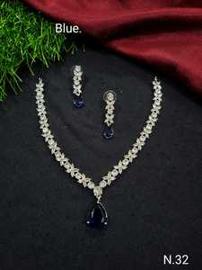 ENSEMBLE DE COLLIER DE MARIÉE EN DIAMANT AMÉRICAIN ET BOUCLES D'OREILLES CLASSIQUES ET DE HAUTE QUALITÉ ENSEMBLE DE BIJOUX DE MARIAGE POUR FEMMES DE STYLE CLASSIQUE - Product Image 3