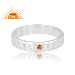 แหวนพลอยซิทรีนธรรมชาติแบบเรียงซ้อนได้เงินแท้ปรับแต่งได้ - Product Image 2