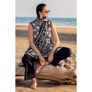 B-52013 Ensemble 3 pièces non cousu en mousseline imprimée, respirant, grande taille, idéal pour les fêtes et événements, avec fermeture éclair en dentelle, XS - Product Image 5