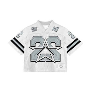 Maillot de football rétro en polyester personnalisé, vêtements de style streetwear courts, chemise en maille de football américain surdimensionnée, vêtements d'équipe et vêtements de sport - Product Image 4