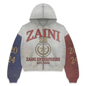 Sudadera con Capucha de Invierno para Hombre, Cierre Completo, 320 GSM, 80% Algodón, 20% Poliéster, Felpa Rosa, Logotipo Bordado Personalizado con Pedrería, Calidad Premium - Product Image 1