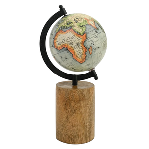 Top Standard produit papier Globe Base en bois finition Vintage carte du monde éducatif Structure intérieure modèle géographie article - Product Image 2