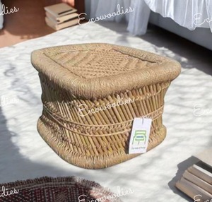 Taburete otomano de bambú Rectangular cómodo de calidad superior para niños Sarkanda otomano para Patio jardín consola con incrustaciones de hueso - Product Image 5