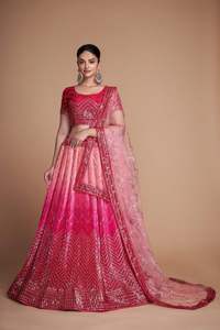 Vêtements ethniques les plus fantaisistes à la mode Chinon lourd Lehenga Choli & Dupatta avec broderie et paillettes à vendre - Product Image 6