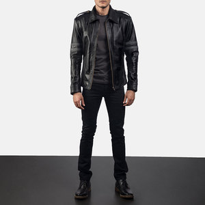 Veste en cuir pour homme au design traditionnel, col montant classique de qualité supérieure, style urbain, chauffante, respirante, écologique, hiver - Product Image 1