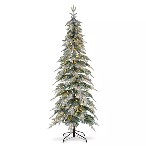 Vente en gros <span class=keywords><strong>de</strong></span> 7,5 pieds (2,3 mètres) personnalisés <span class=keywords><strong>Sapin</strong></span> <span class=keywords><strong>de</strong></span> Noël artificiel en pin floqué pré-éclairé avec lumières LED blanc chaud - Product Image 1
