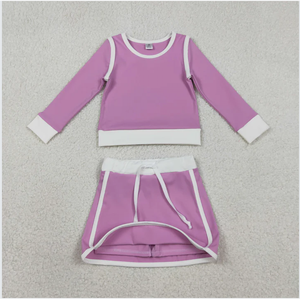 Conjunto de Falda-Pantalón Deportiva para Niñas, Color Morado Sólido, Modelo GLD1484 - Product Image 2
