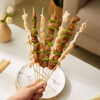 Brochettes de bambou-Outils de barbecue en bambou-Bâtons de bambou Barbecue-Brochette de bambou ronde/plate/nouée pour fruits, barbecue