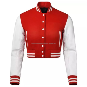 Best Selling Unisex Leather Sleeve Varsity Jacket Custom College Pattern Autumn XL Size Stand Woolen Cotton Raw Windproof - Product Image 3