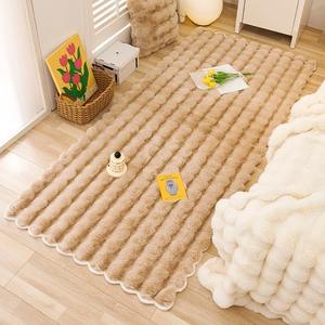 Tapis moderne en velours bulle moelleux, couleur personnalisée, imitation fourrure de lapin, tapis tufté pour accent mural, chevet ou décoration de sol - Product Image 2