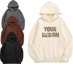 Nouveau poids lourd French Terry hommes broderie bouffée impression à capuche personnalisé surdimensionné hommes sweats à capuche - Product Image 2