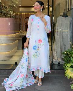 Trendy Designer Indian Pakistani Pure Linen Fabric <b>White</b> Salwar <b>Suit</b> Latest Exclusive <b>Women</b> Fancy New Party <b>Wedding</b> Casual Wear - Product Image 6